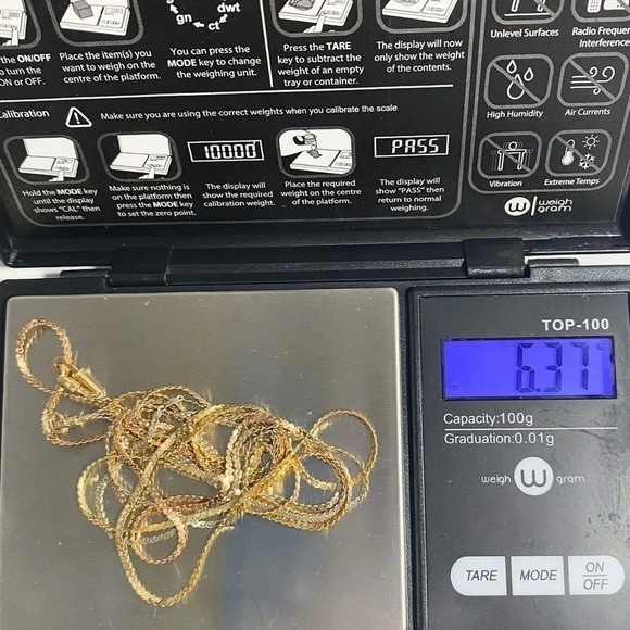 Ellman’s Vintage White, Yellow & Rose 3 Strand 14k Gold Necklace - Picture 6 of 7